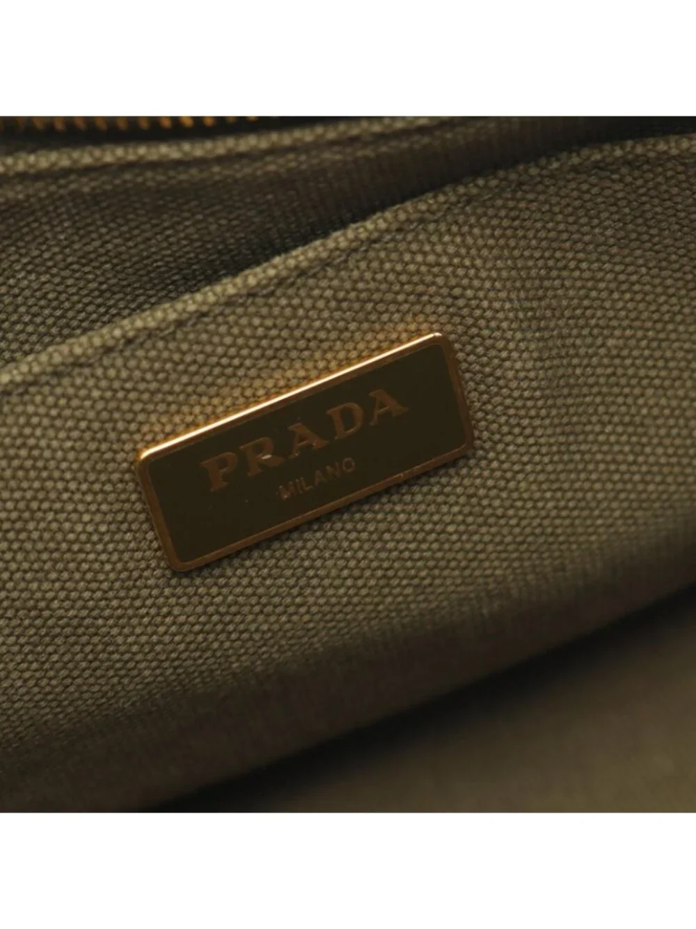 Prada Tote Canapa Khaki Canvas Mini